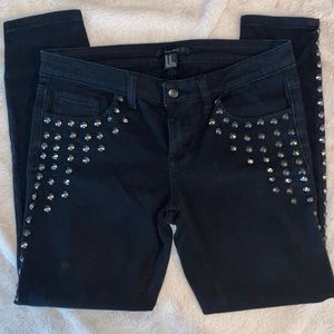 Forever 21 Black Studded Skinny Jeans- Size 27